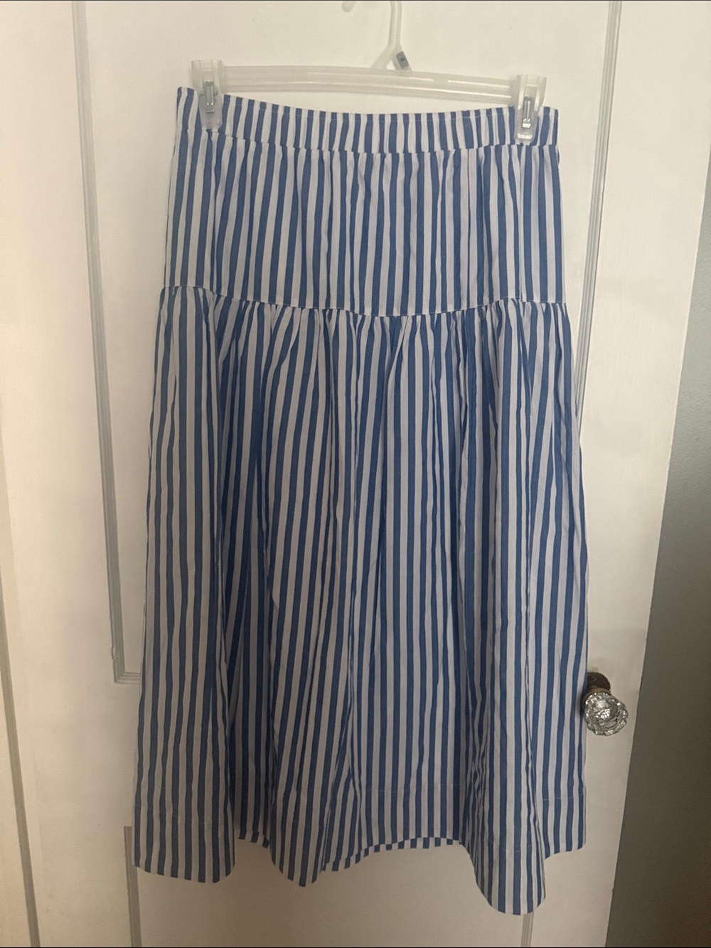 LOFT Blue and White striped skirt